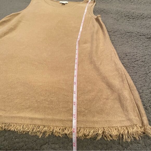 J Jill Tan Linen Blend Under Shirt Tank Top Sleeveless Shirt Frayed Bottom Small - Picture 4 of 8